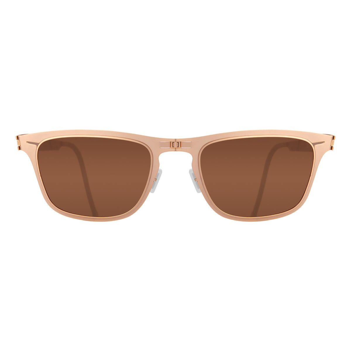 ROAV FRANKLIN foldable rectangular sunglasses, Gold frame, Brown lens