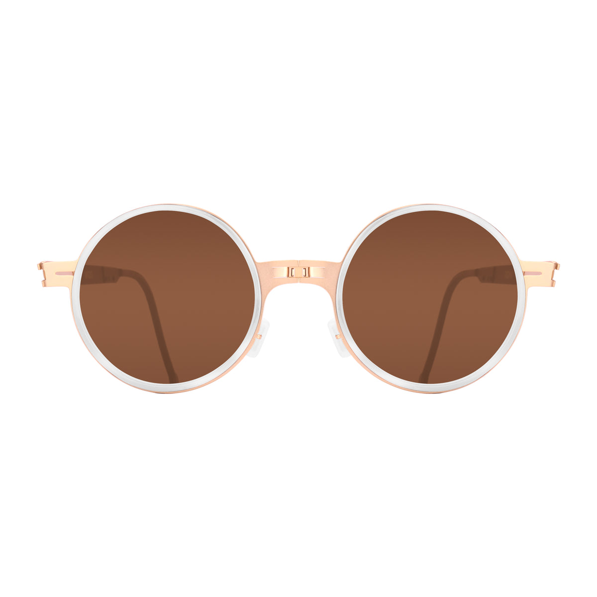 ROAV PLANET foldable round sunglasses, Gold & Crystal frame, Brown lens