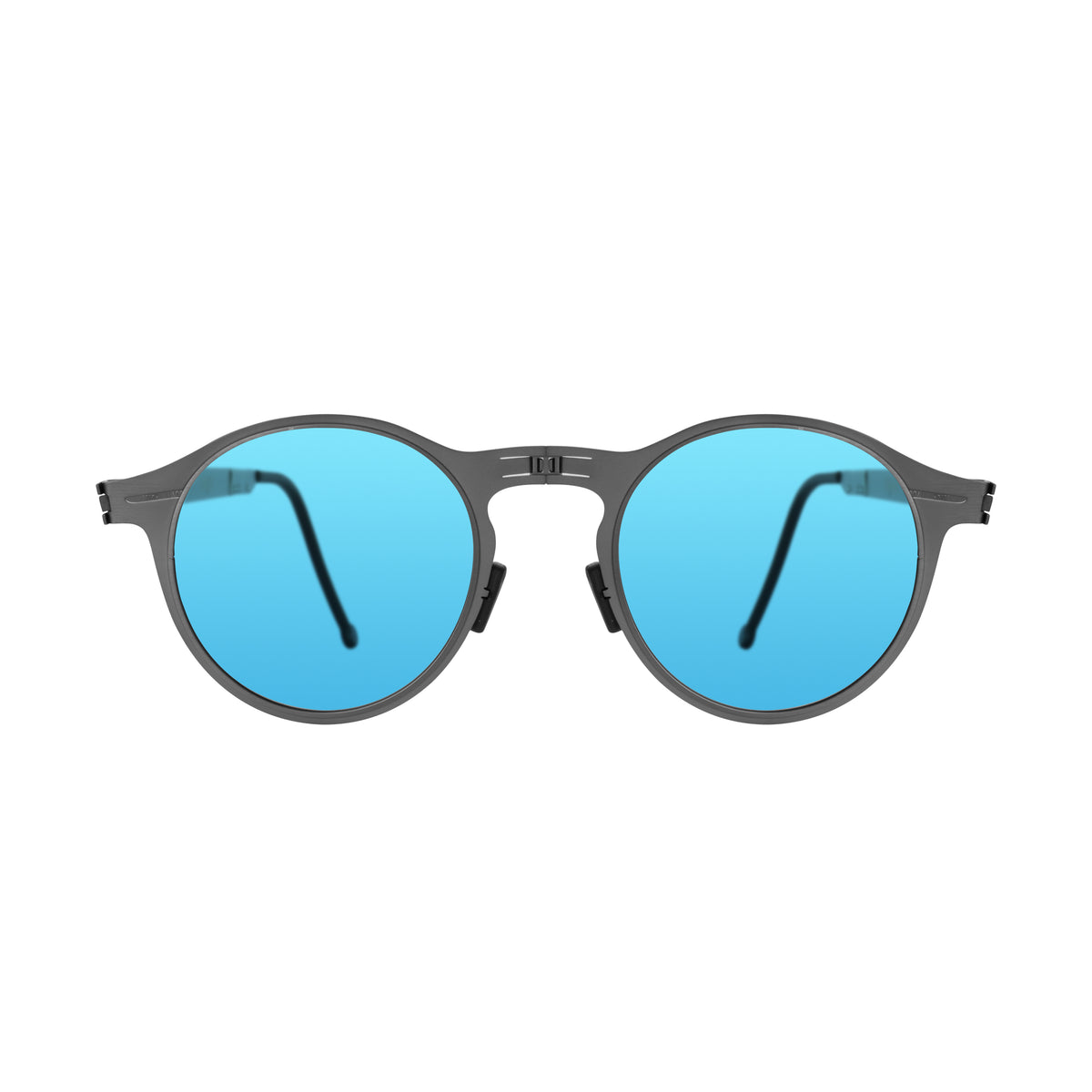 ROAV BALTO foldable round sunglasses, Gunmetal frame, Light Blue lens