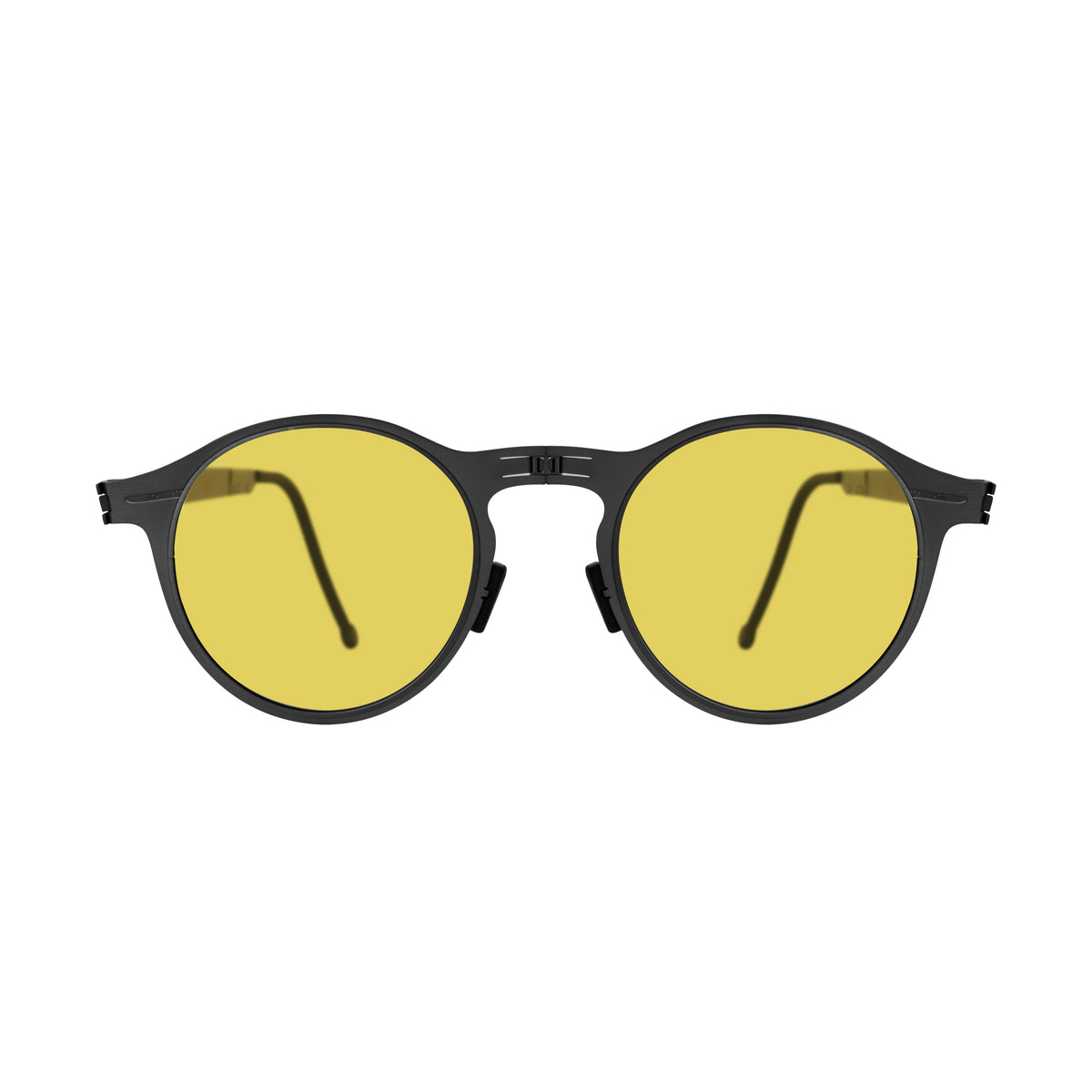ROAV BALTO foldable round sunglasses, Black frame, Light Yellow lens